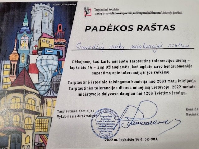 TARPTAUTINĖS TOLERANCIJOS DIENOS  RENGINIAI CENTRE