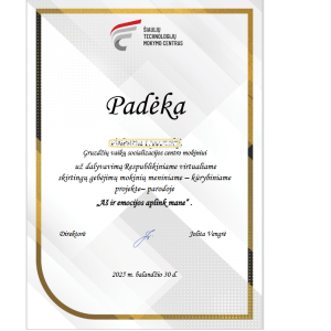 DALYVAVIMAS RESPUBLIKINIAME MENINIAME KŪRYBINIAME PROJEKTE – PARODOJE „AŠ IR EMOCIJOS APLINK MANE“