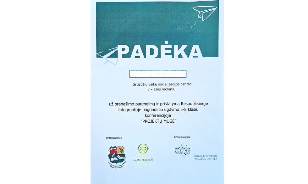 RESPUBLIKINĖ ĮTRAUKIOJO UGDYMO 5-8 KLASIŲ SKIRTINGŲ GEBĖJIMŲ MOKINIŲ KONFERENCIJA „PROJEKTŲ MUGĖ“ &nbsp;