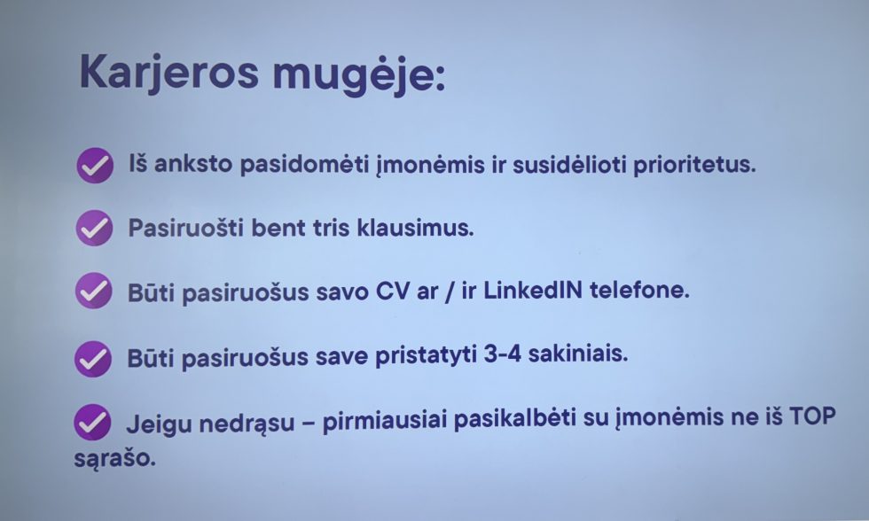 PASKAITA APIE SAVĘS PRISTATYMĄ DARBO RINKOJE