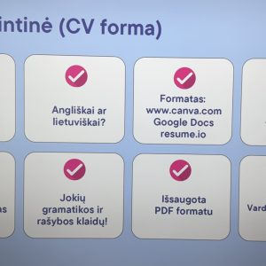 PASKAITA APIE SAVĘS PRISTATYMĄ DARBO RINKOJE
